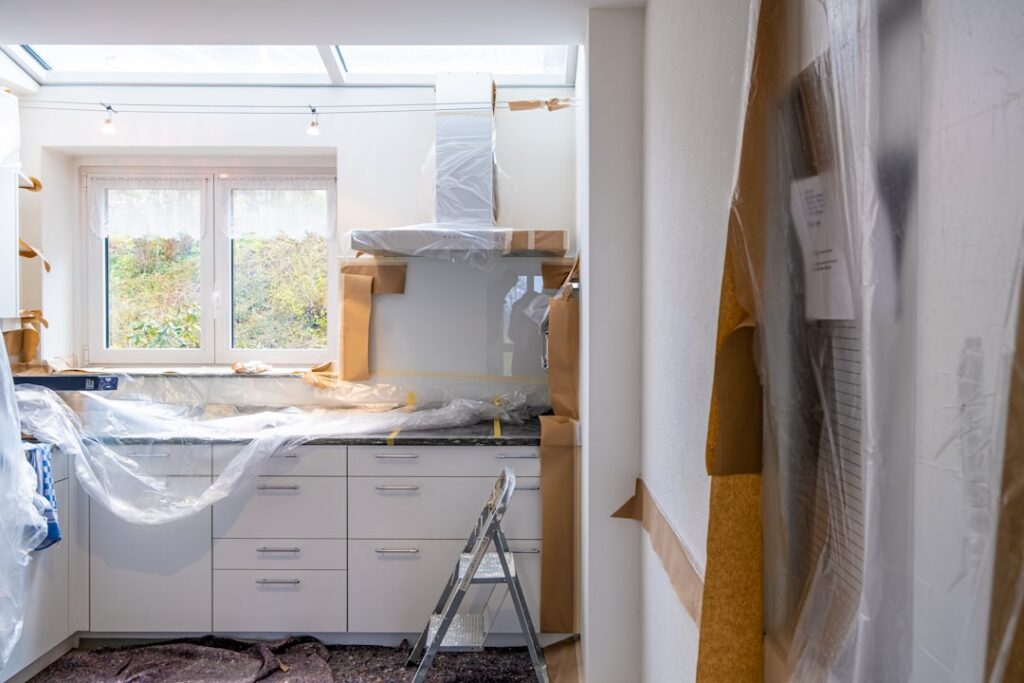 Home renovation project in progress with a remodeling professional